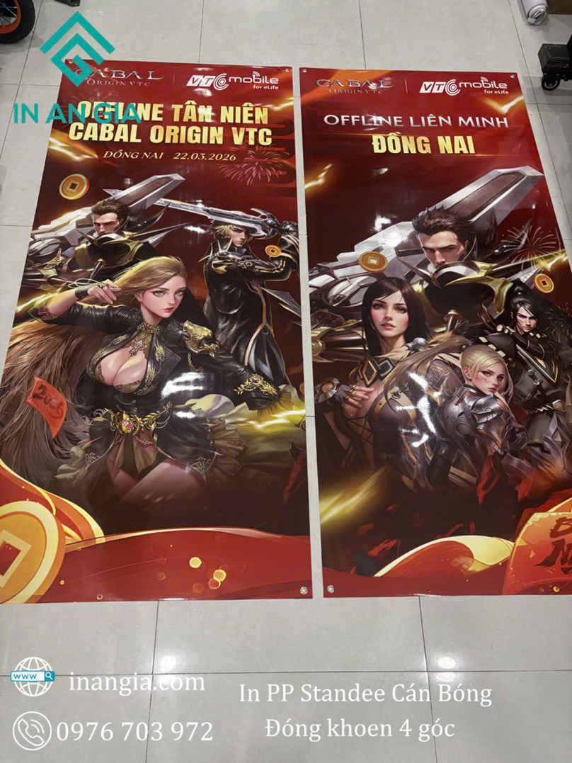 Poster game Cabal Origin VTC in PP standee cán bóng đóng khoen 4 góc Xưởng In An Gia