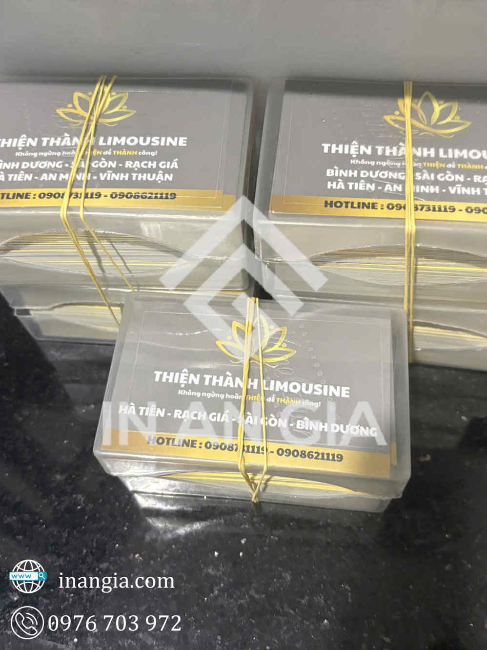 Danh thiếp Thiên Thành Limousine in màu xám tại Xưởng In An Gia