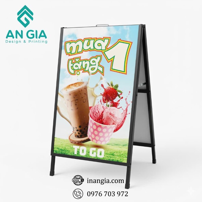 Biển quảng cáo standee chữ A gắn formex 2 mặt tiện lợi