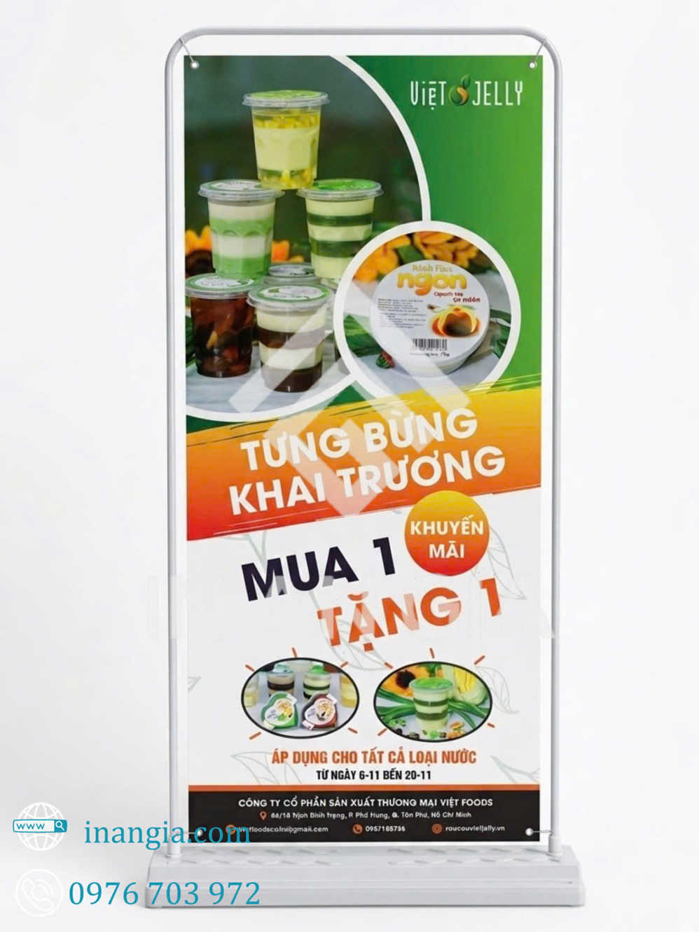 Standee kiểu cửa đế nhựa 60x160cm – Xưởng In An Gia